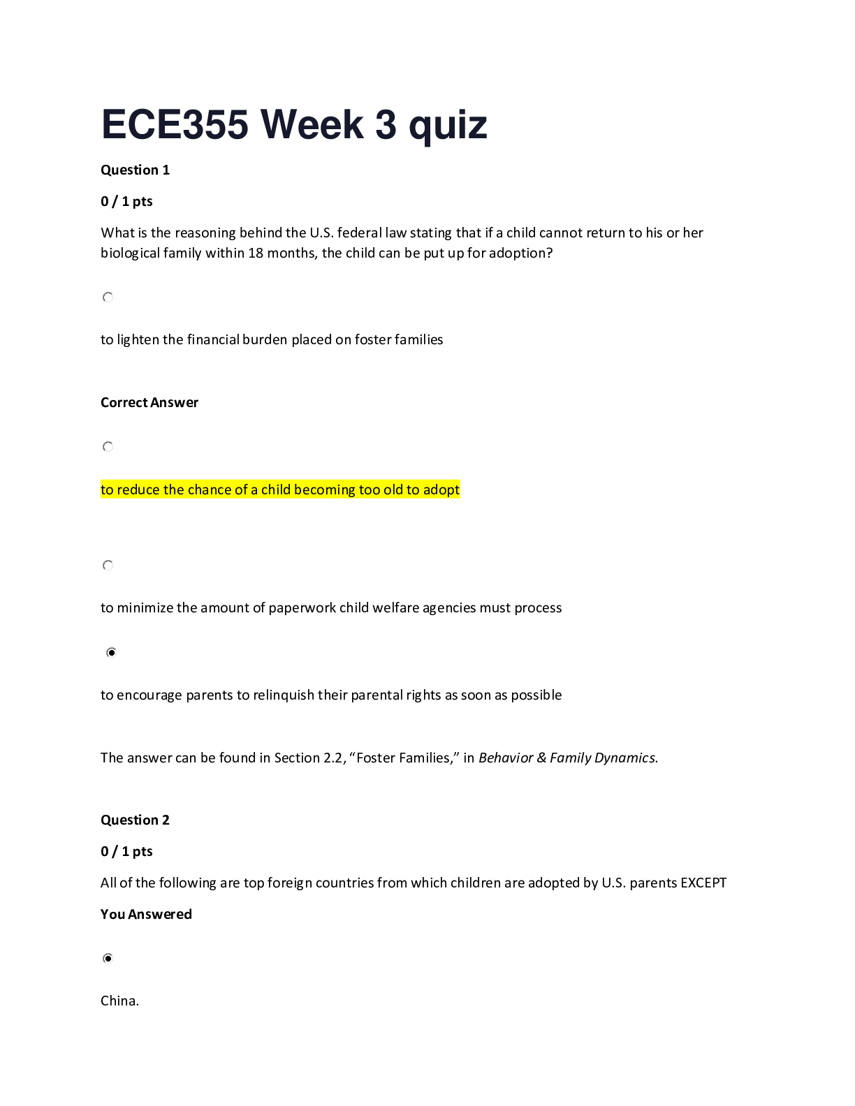 Preview image for ECE355ECE 355 Understanding Behavior & Family Dynamics Week 3 Quiz.